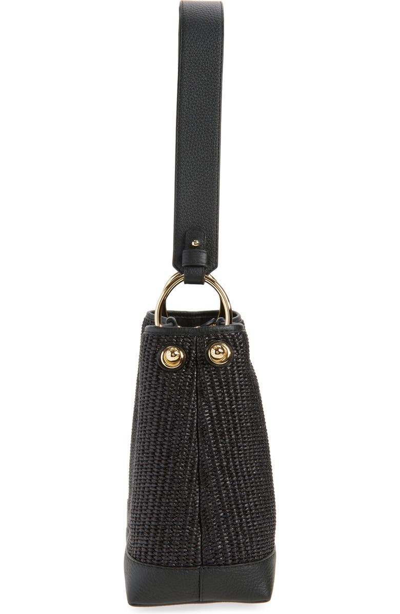 Strathberry Lana Black Raffia Hobo Bag, Alternate, color, Black