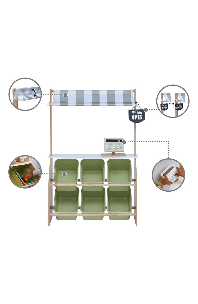 Teamson Kids Little Helper Farmers' Market Stand, Alternate, color, Olive Green