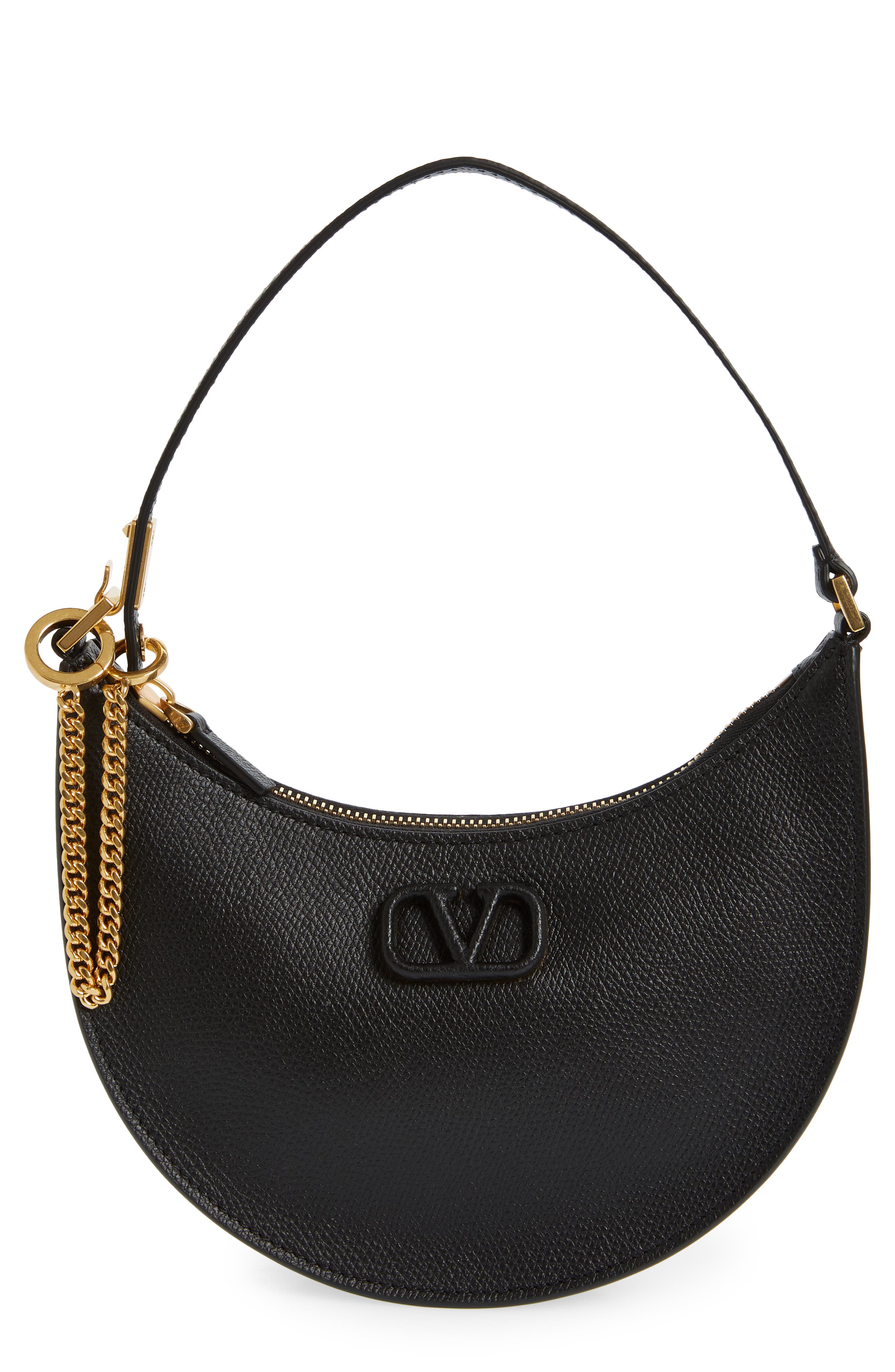Valentino Garavani Mini VLOGO Leather Hobo, Main, color, 