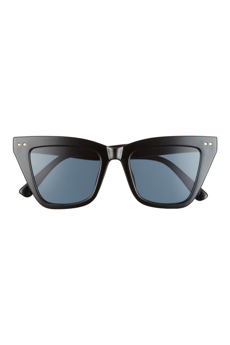 50mm Cat Eye Sunglasses, Main, color, BLACK