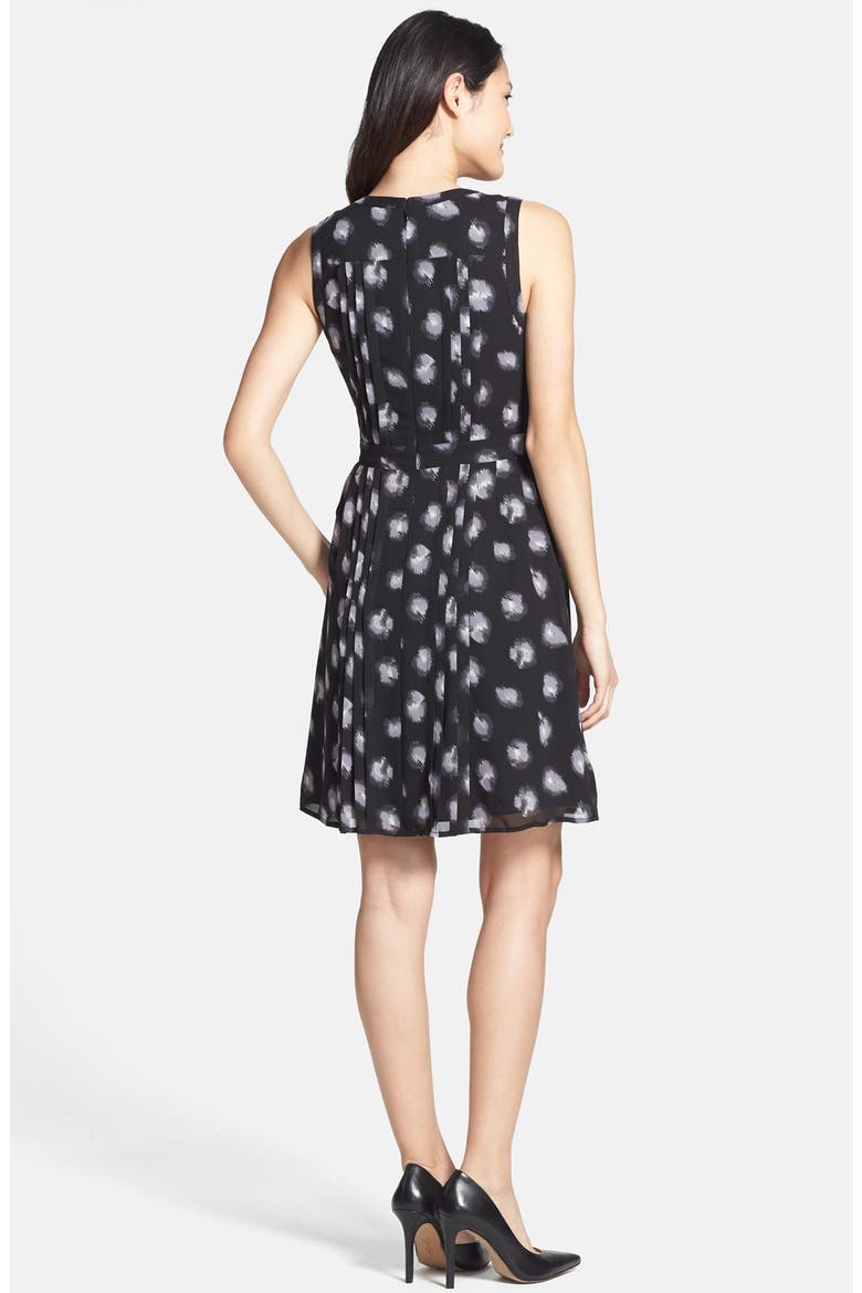 Pleated Fit & Flare Dress, Alternate, color, BLACK/ GREY ANIMAL