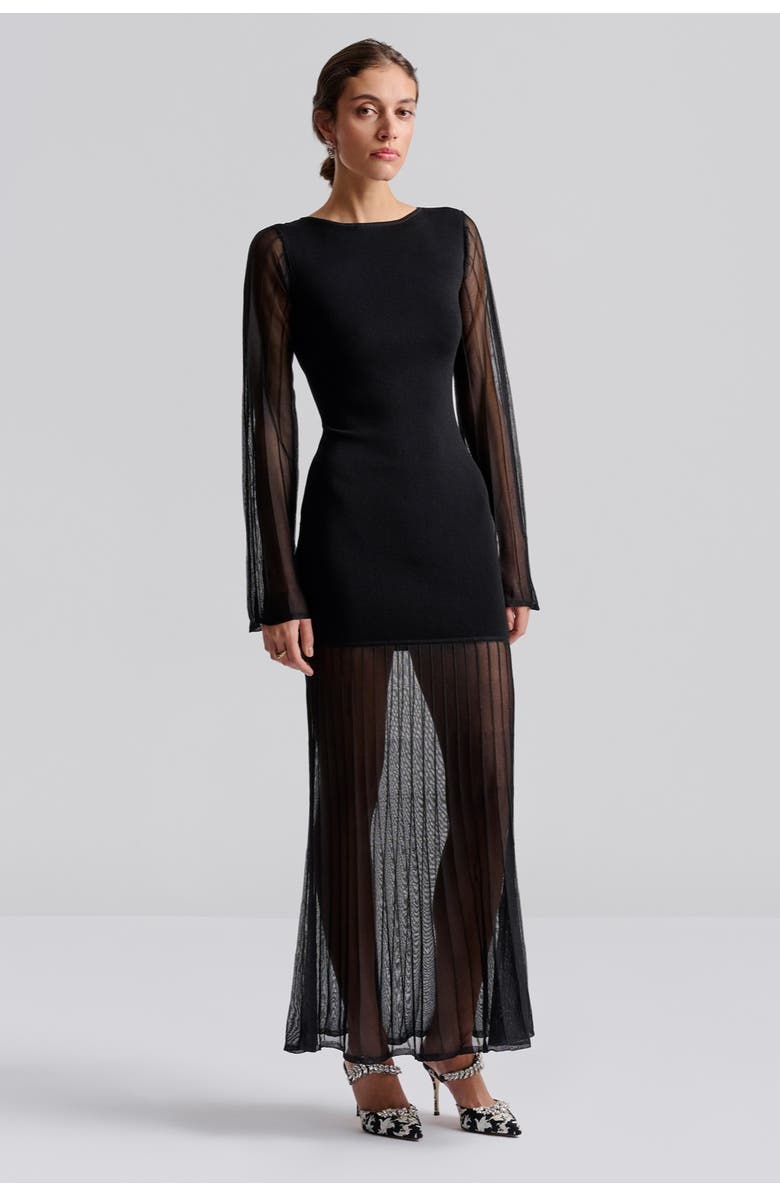 Malina Haisley Sheer Knitted Maxi Dress, Main, color, Black