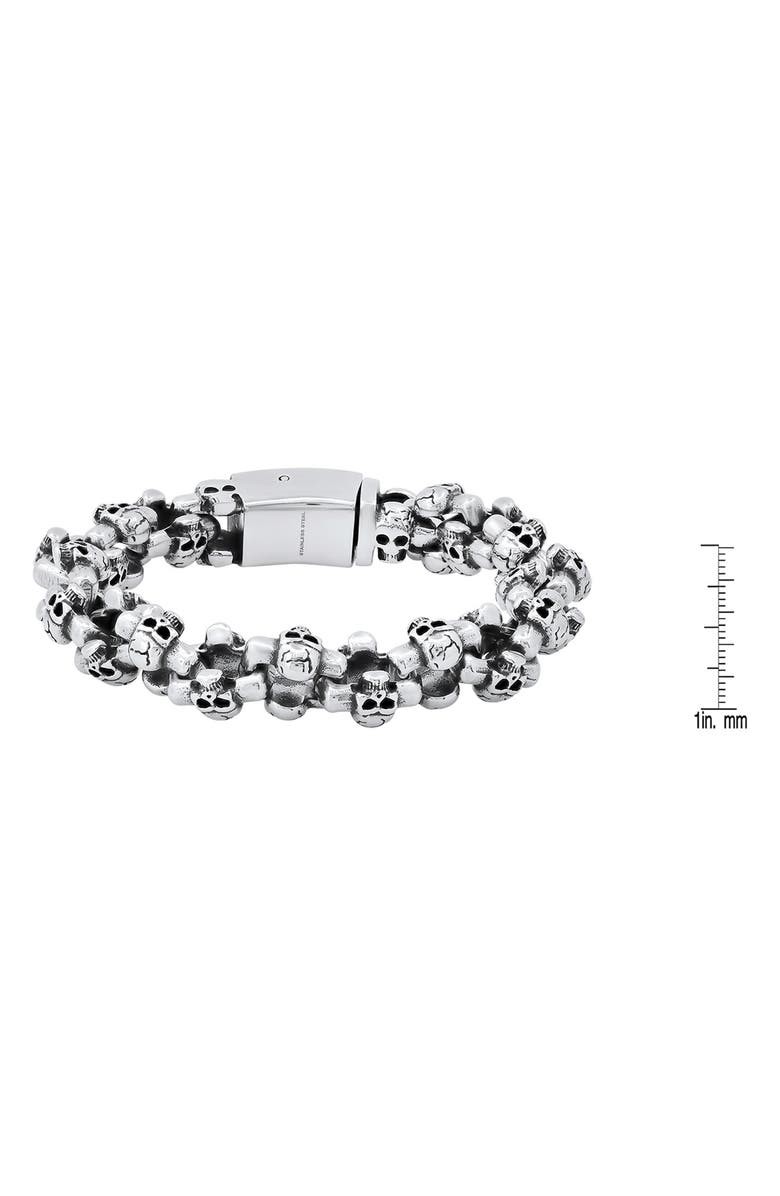 HMY JEWELRY Stainless Steel Skull Chain Bracelet, Alternate, color, Metallic