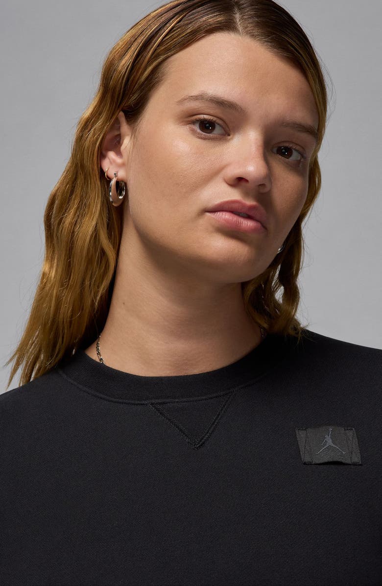 Jordan Flight Fleece Crewneck Sweatshirt, Alternate, color, Black