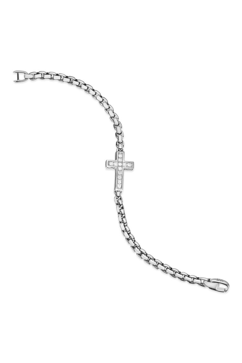 Cross Station Bracelet in Sterling Silver with Diamonds, 5mm, Alternate, color, SILVER