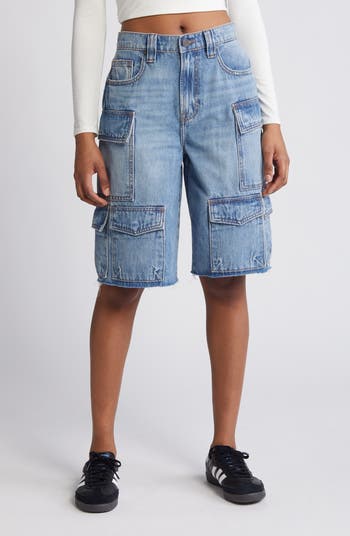 Baggy denim shorts best sale