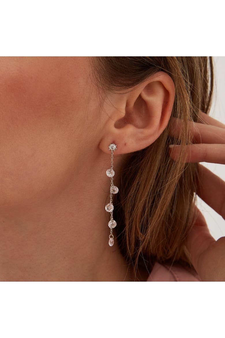 Drop Crystal Sterling Silver Earring, Alternate, color, Silver