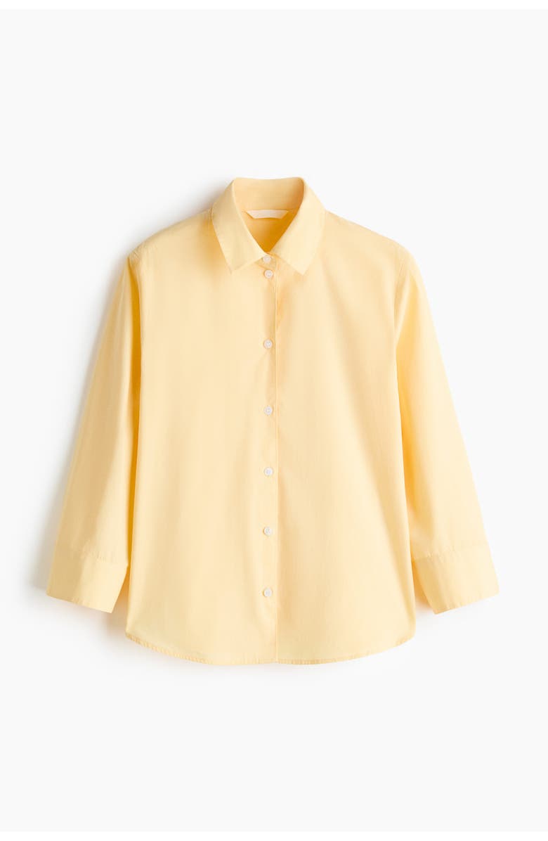 H&M Cotton Poplin Shirt, Main, color, Light Yellow