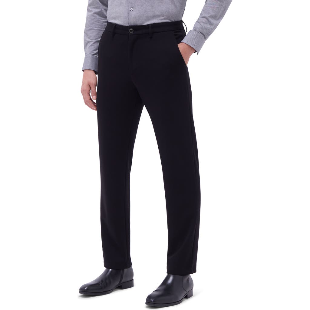 Bugatchi Slim Tailored Fit Flat Front Soft Touch Knit Dress Pants In Black