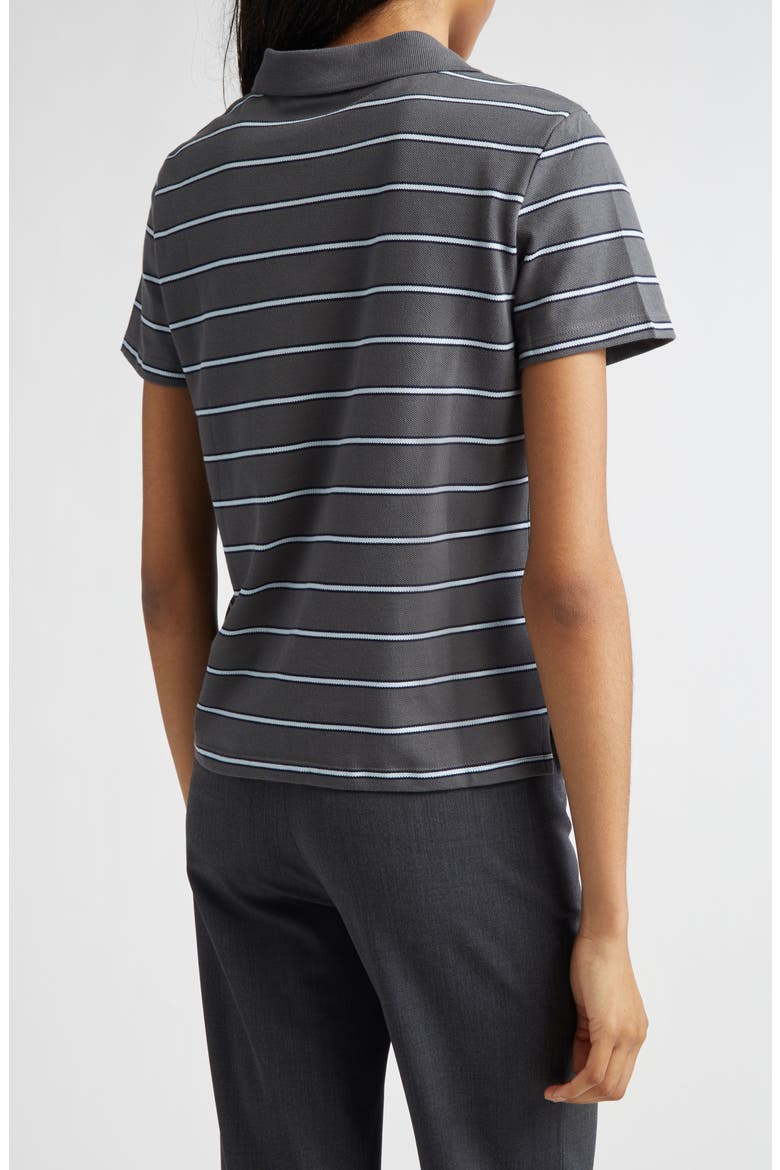 Julieta Stripe Cotton Piqué Polo, Alternate, color, GREY