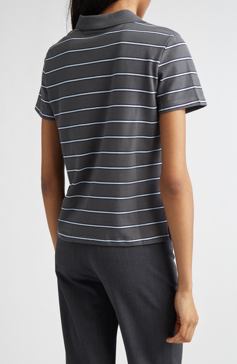 Paloma Wool Julieta Stripe Cotton Piqué Polo, Alternate, color, Grey