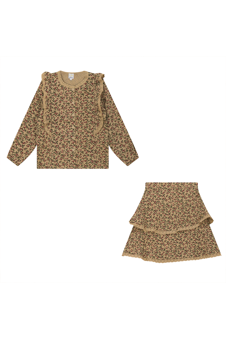 Cotton Woven Long Sleeve Top and Skirt, Main, color, Sandstorm
