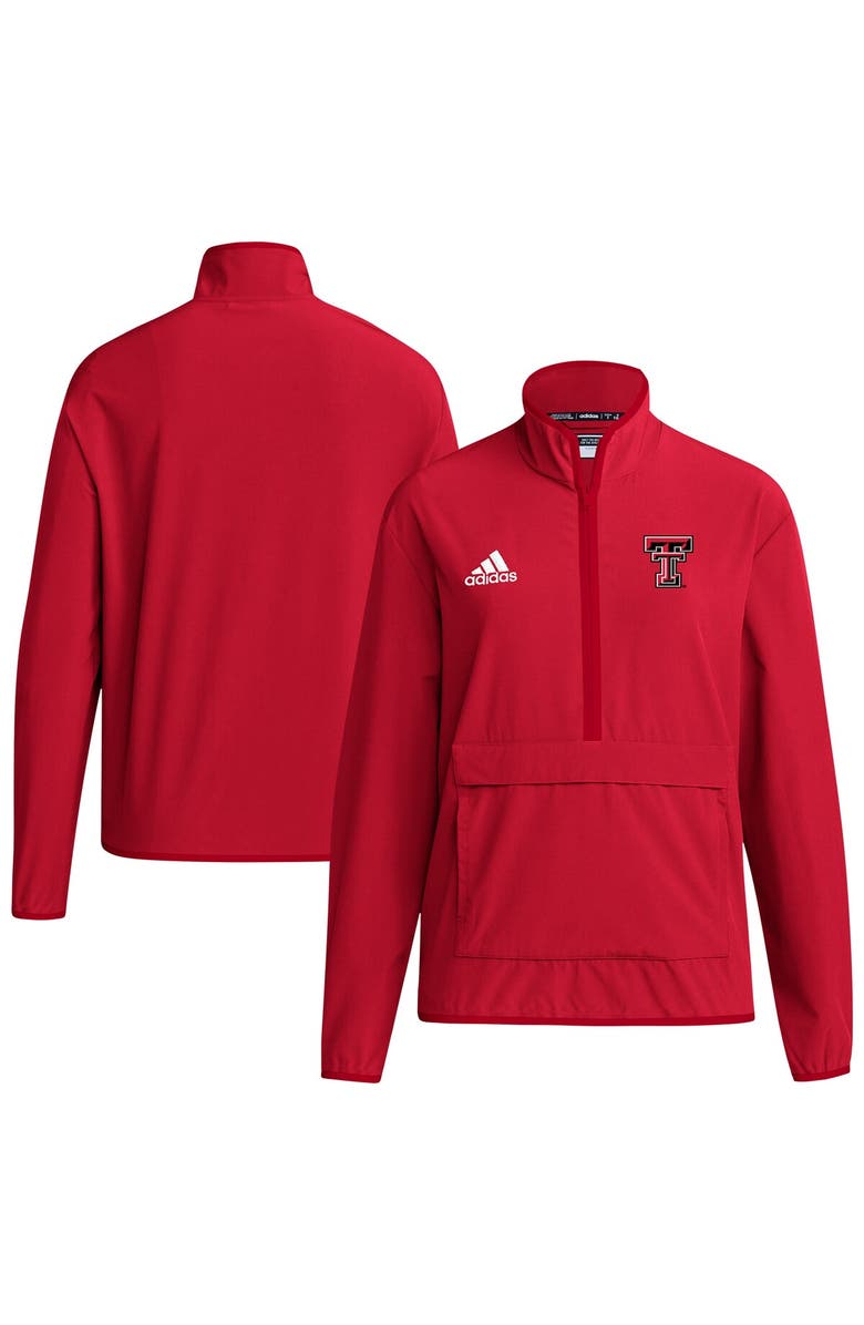 adidas Men's adidas Red Texas Tech Red Raiders 2024 Coaches Sideline Long Sleeve Quarter-Zip Top, Alternate, color, Red