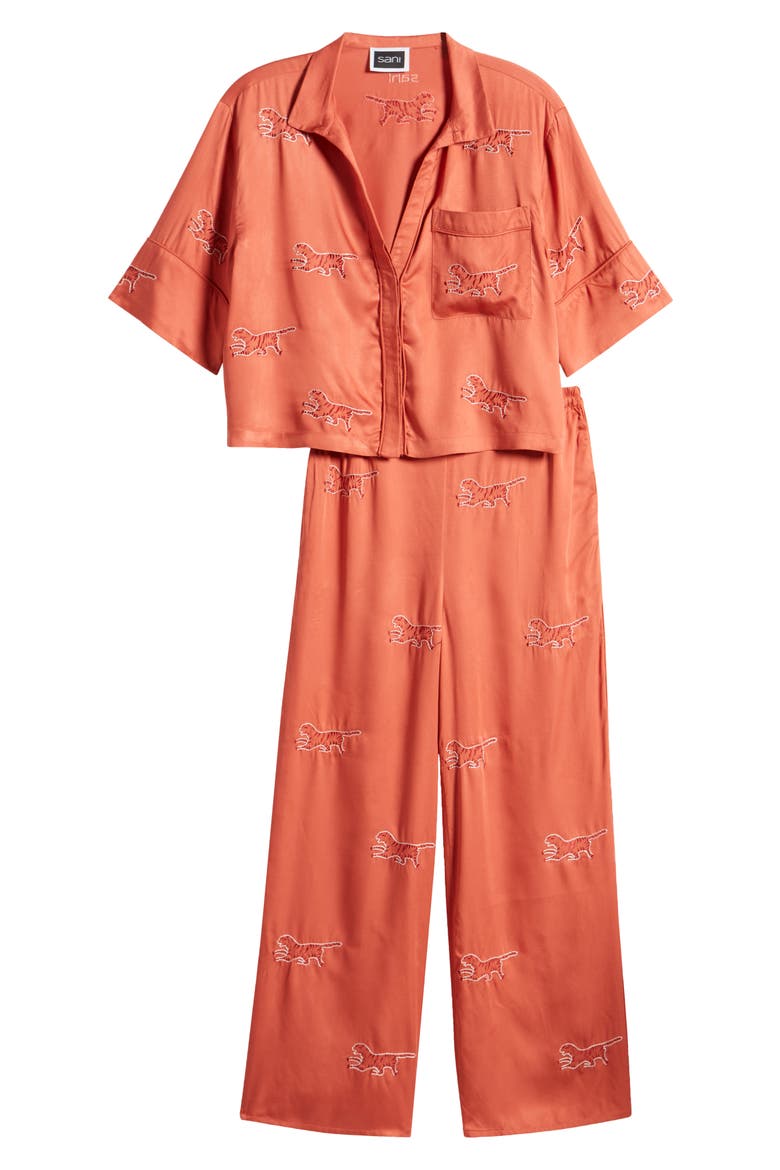 Embroidered Lounge Set, Alternate, color, CORAL