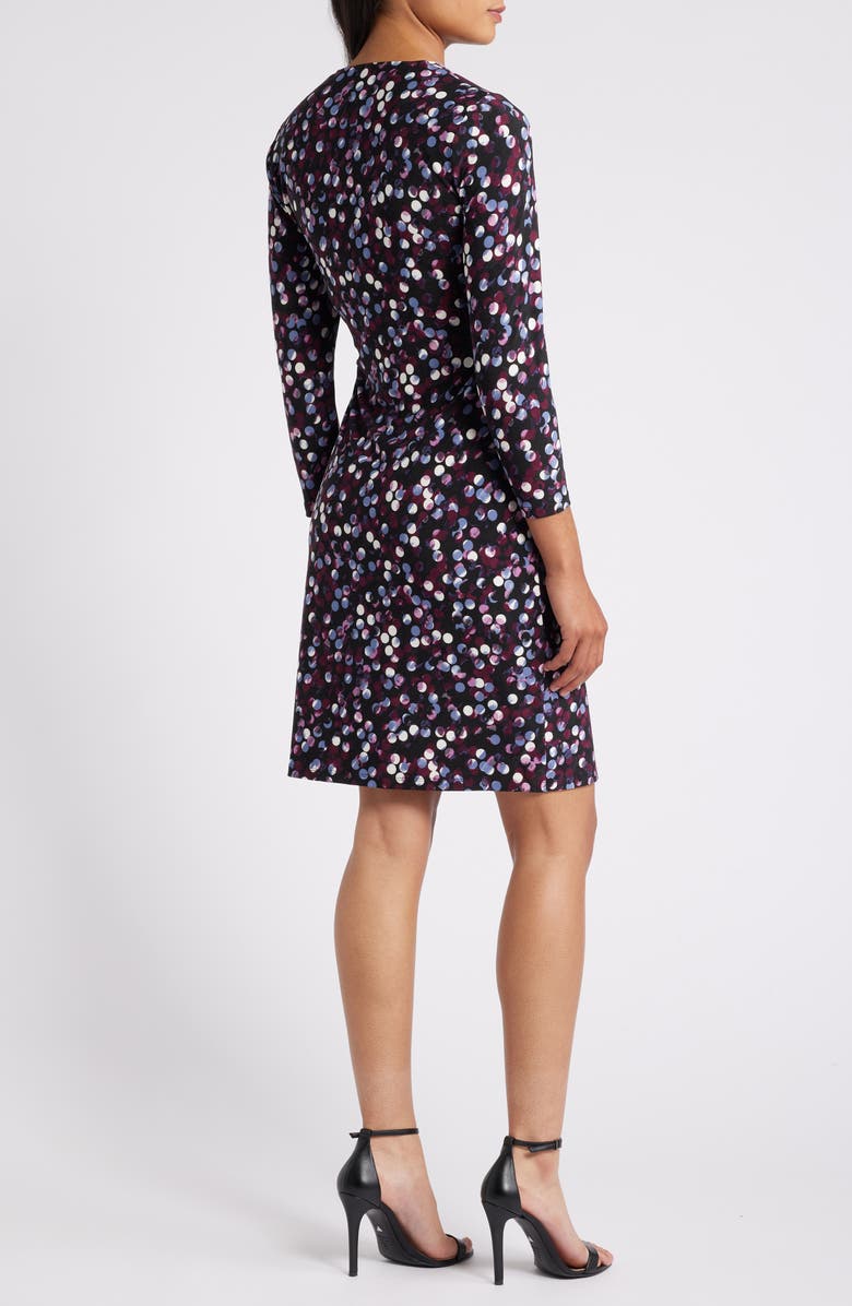 Anne Klein Print Long Sleeve Knit Wrap Dress, Alternate, color, Deep Plum Multi