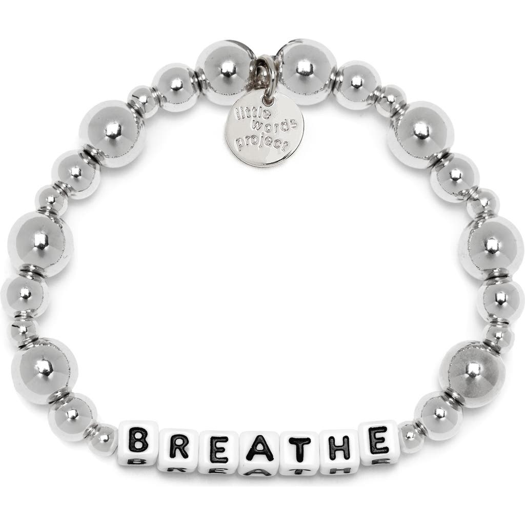 Little Words Project Breathe Beaded Stretch Bracelet In Silver