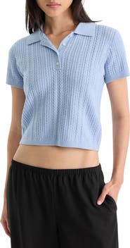 Good American The Micro Cable Merino Wool Polo