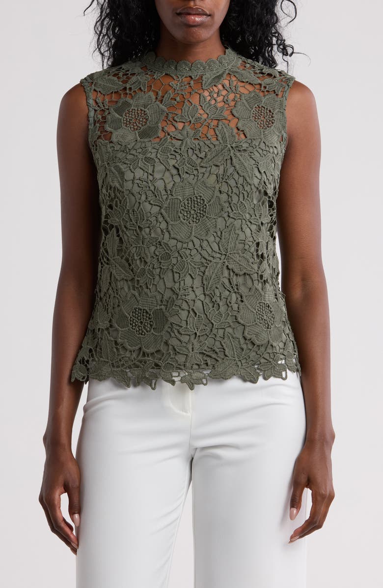 Nanette Lepore Sleeveless Lace Yoke Top, Main, color, 