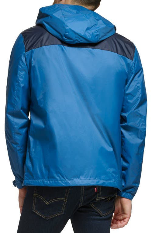 Tommy Hilfiger Hooded Rain Slicker Jacket In Blue