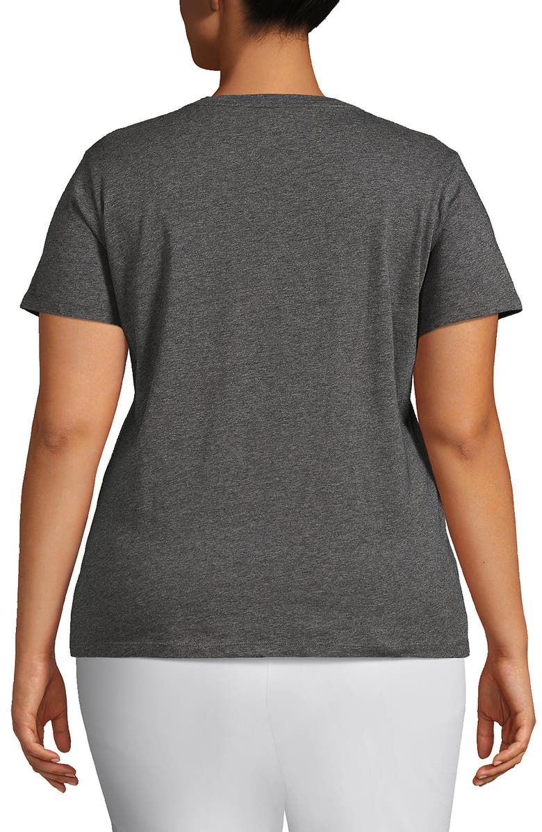 Lands' End Plus Size Supima Cotton V-Neck T-Shirt, Alternate, color, Charcoal Heather