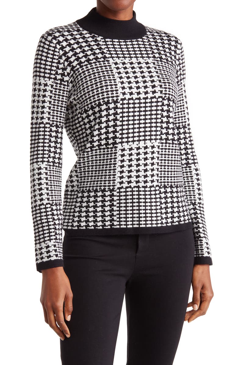 Joseph A Mix Houndstooth Mock Neck Sweater, Main, color, 