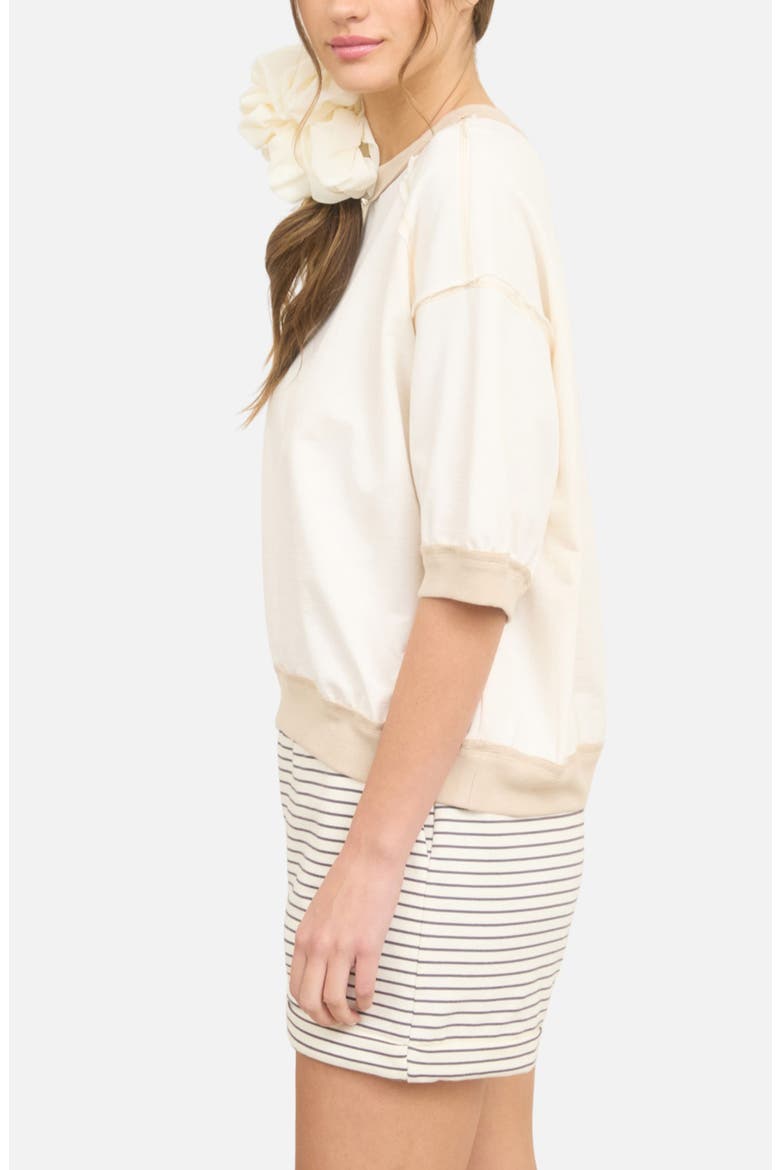 Cotton Blend Knit Top, Alternate, color, CREAM