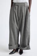 Vaquera Baby Oversize Glen Plaid Wool Wide Leg Trousers