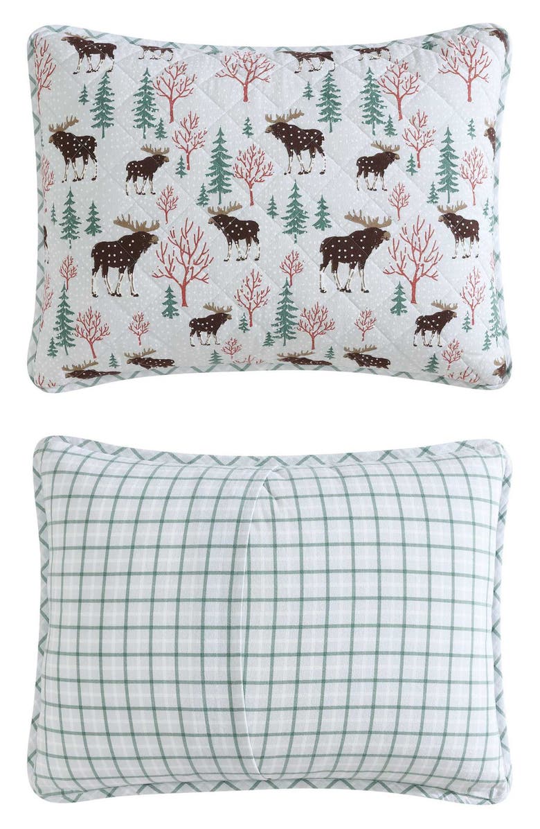 Eddie Bauer Mountain Moose Cotton Flannel Twin Quilt & Sham Set, Alternate, color, Lt-Pastel Grey