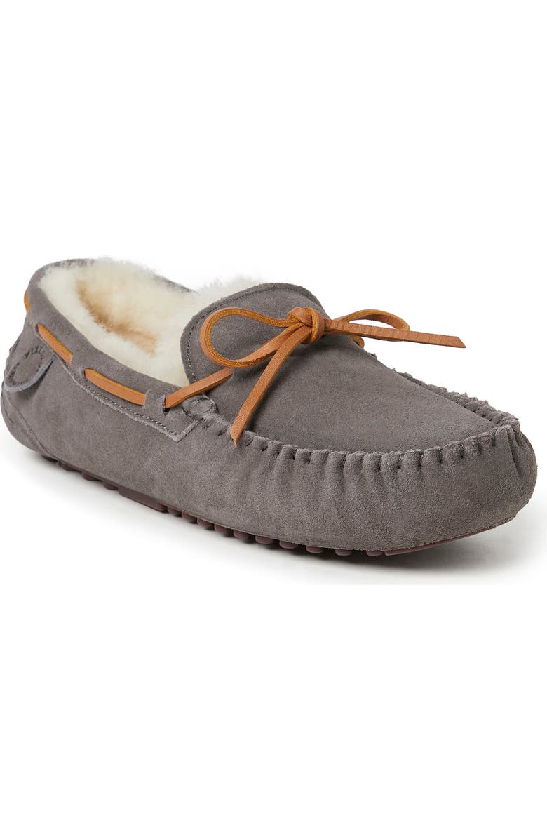 FIRESIDE BY DEARFOAMS Victor Genuine Shearling Slipper - Wide Width Available, Main, color, Grey