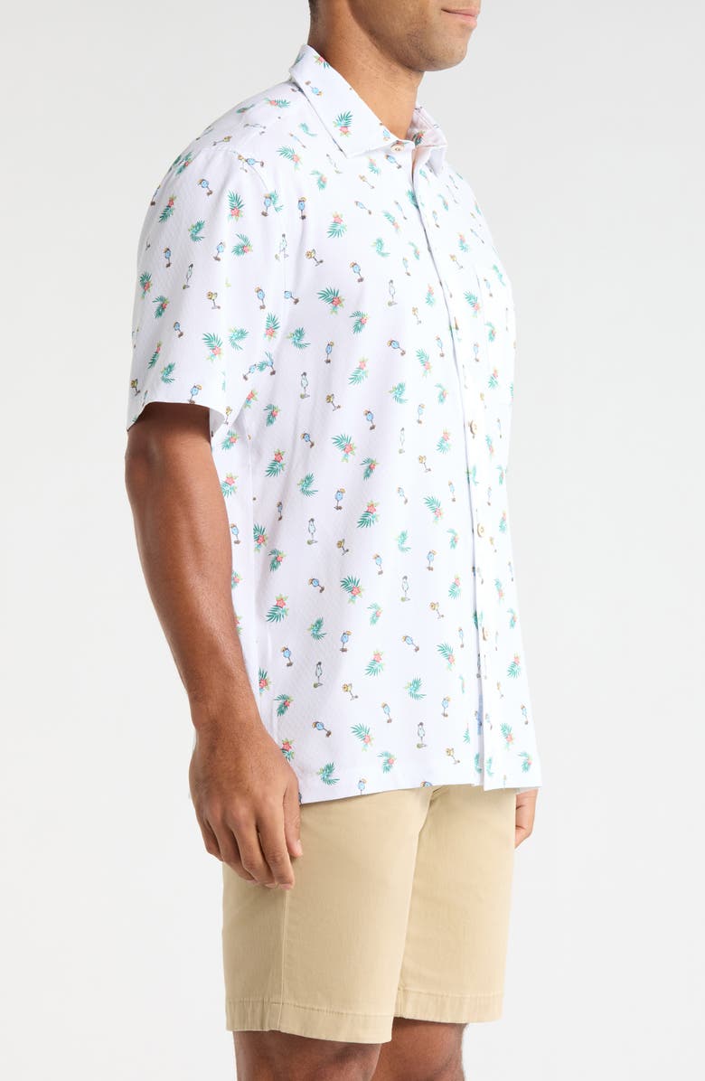 Tommy Bahama Coastal Ease Fiesta Fizz Cocktail Print IslandZone<sup>®</sup> Short Sleeve Button-Up Shirt, Alternate, color, Oceana Blue