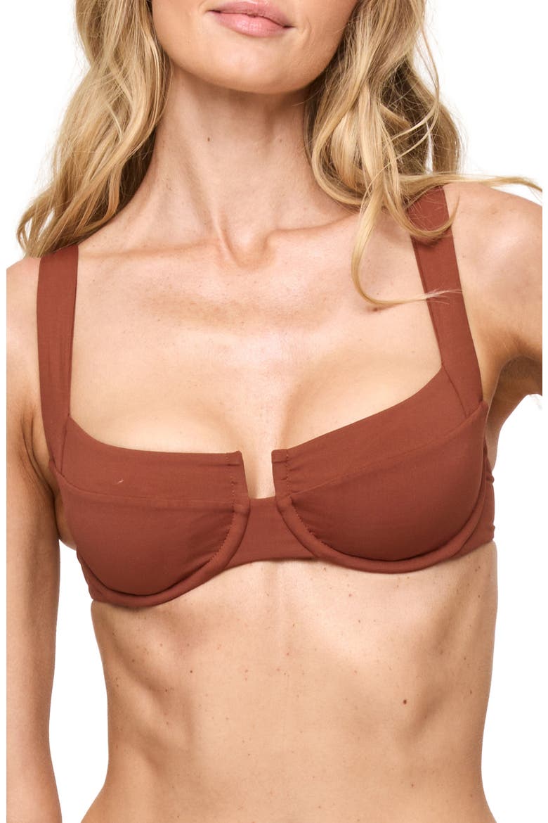 Mako Underwire Bikini Top, Main, color, TOBACCO