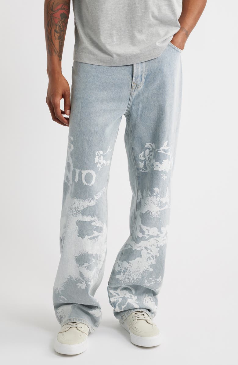 SANTO STUDIO Vincenza Medici Graphic Jeans, Main, color, Indigo Stone Washed