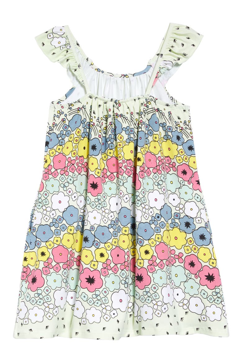 Lana Ruffle Sleeve Organic Cotton Dress, Alternate, color, MULTI CHEVRON FLORAL