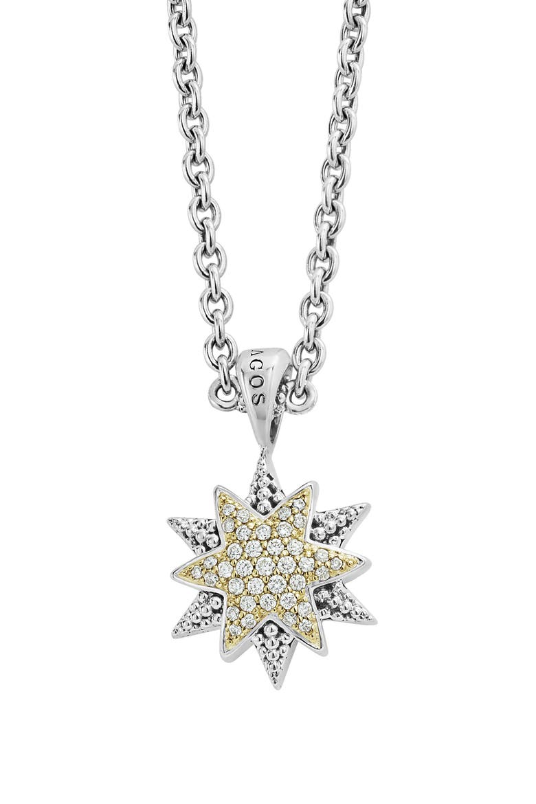 North Star Small Diamond Pendant Necklace, Alternate, color, DIAMOND