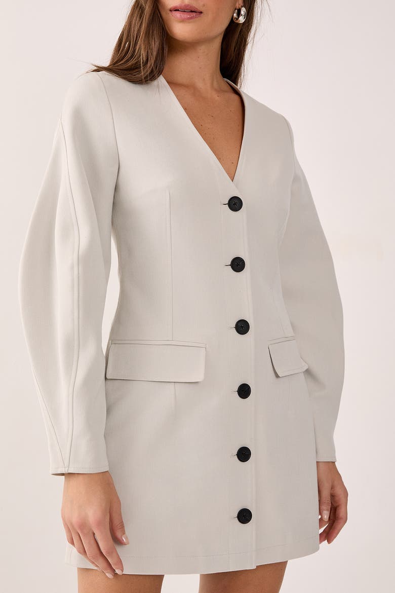Button Through Mini Blazer Dress, Alternate, color, Ecru