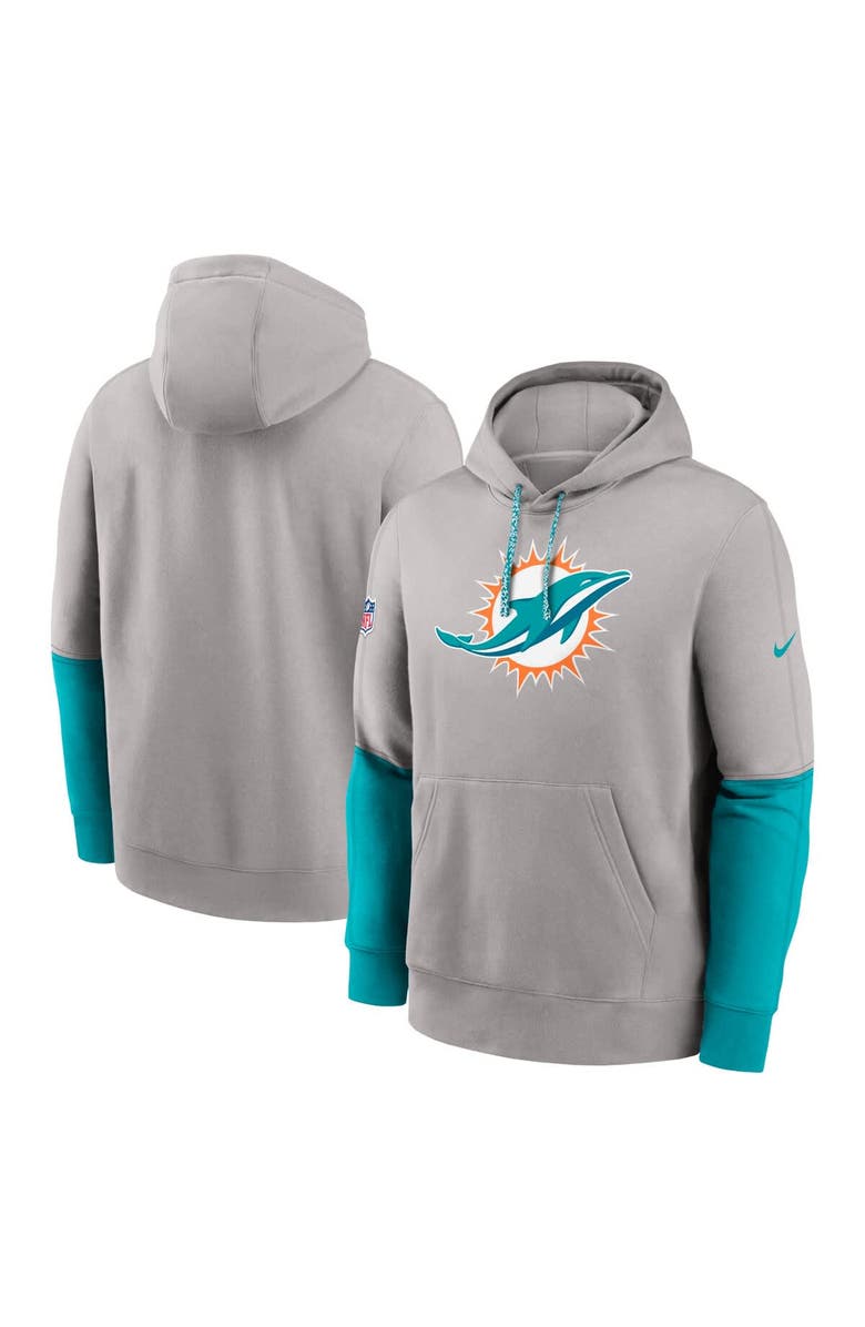 Nike Men's Nike Gray Miami Dolphins 2024 Sideline Club Pullover Hoodie, Main, color, Gray