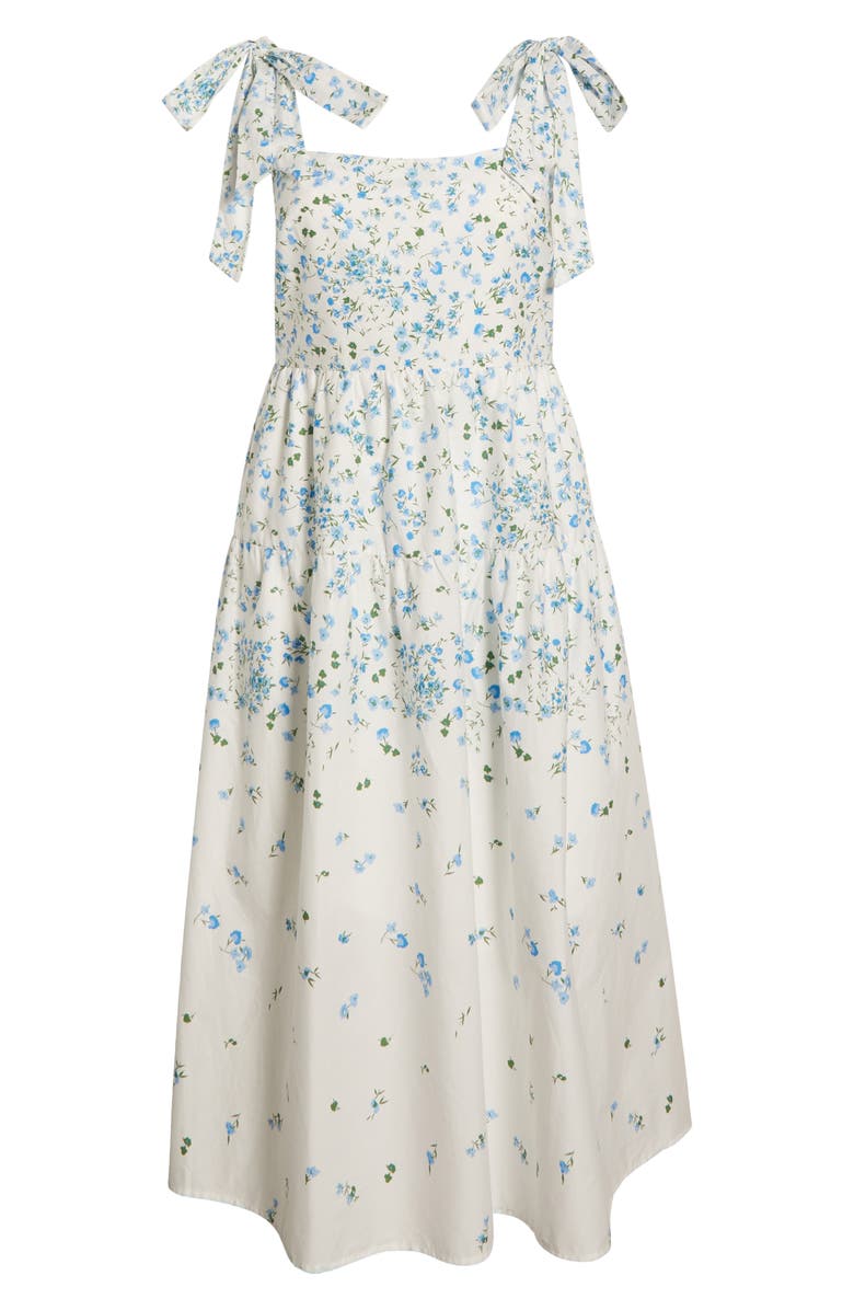 SUGARLIPS Miley Floral Thea Tie Strap Cotton Maxi Dress, Alternate, color, White/ Blue/ Green