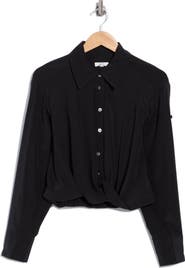 A.L.C. Leo Silk Blend Crop Button-Up Shirt