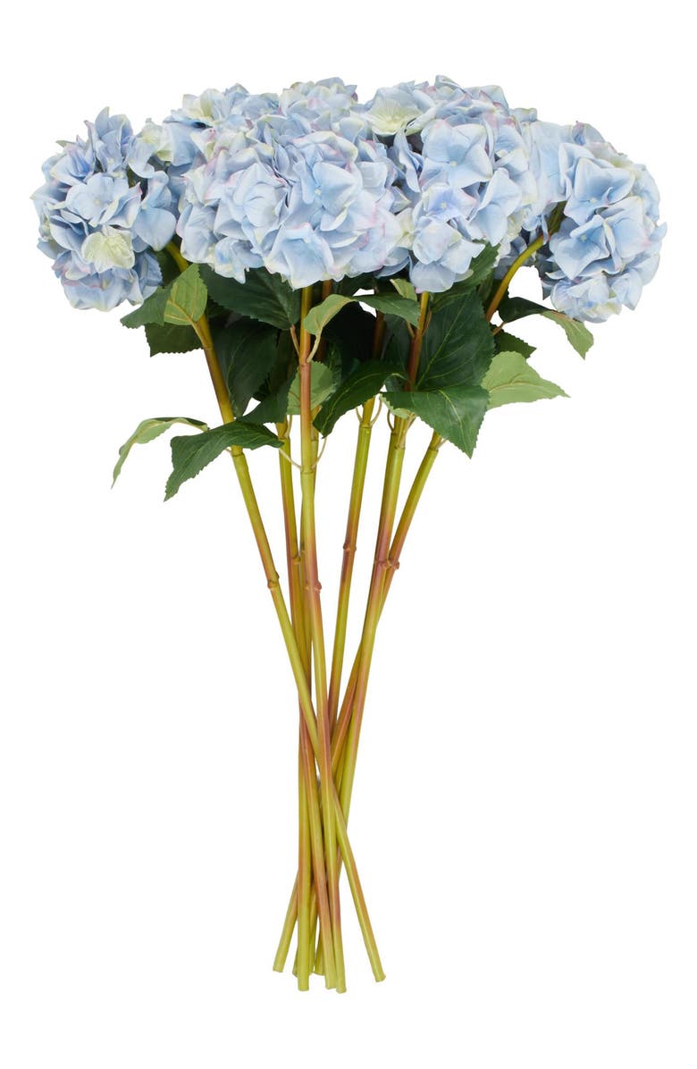 SONOMA SAGE HOME Set of Eight Blue Hydrangea Artificial Flowers, Alternate, color, Blue
