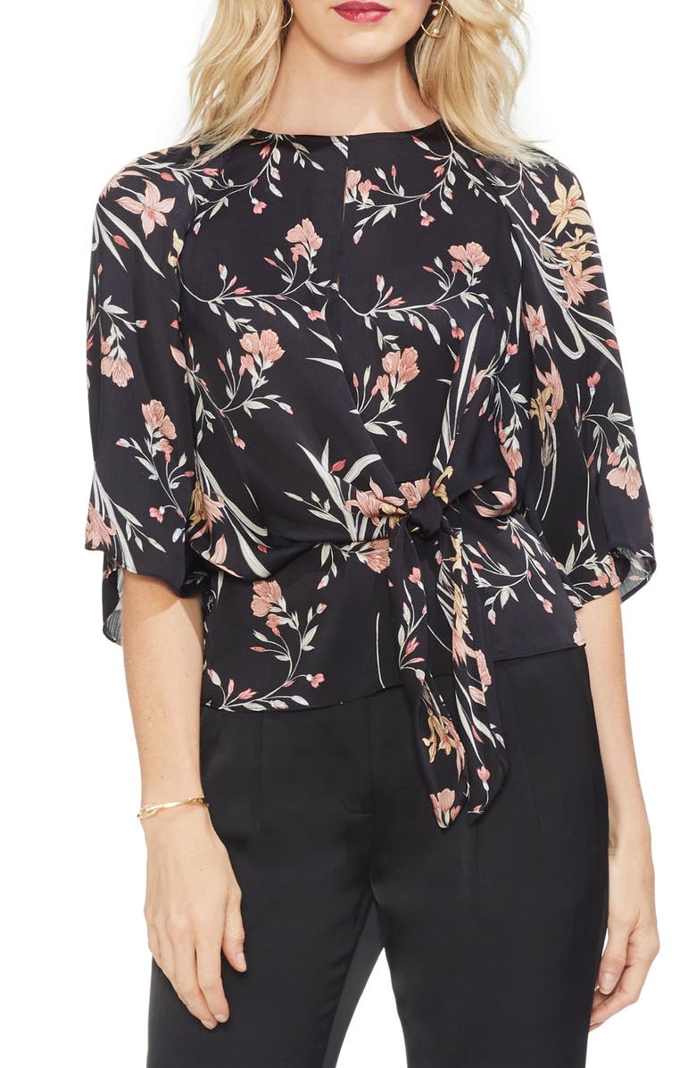 Vince Camuto Bell Sleeve Tie Front Top, Main, color,