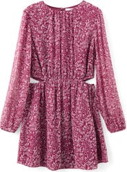 MANGO TEEN Paisley Cutout Long Sleeve Dress