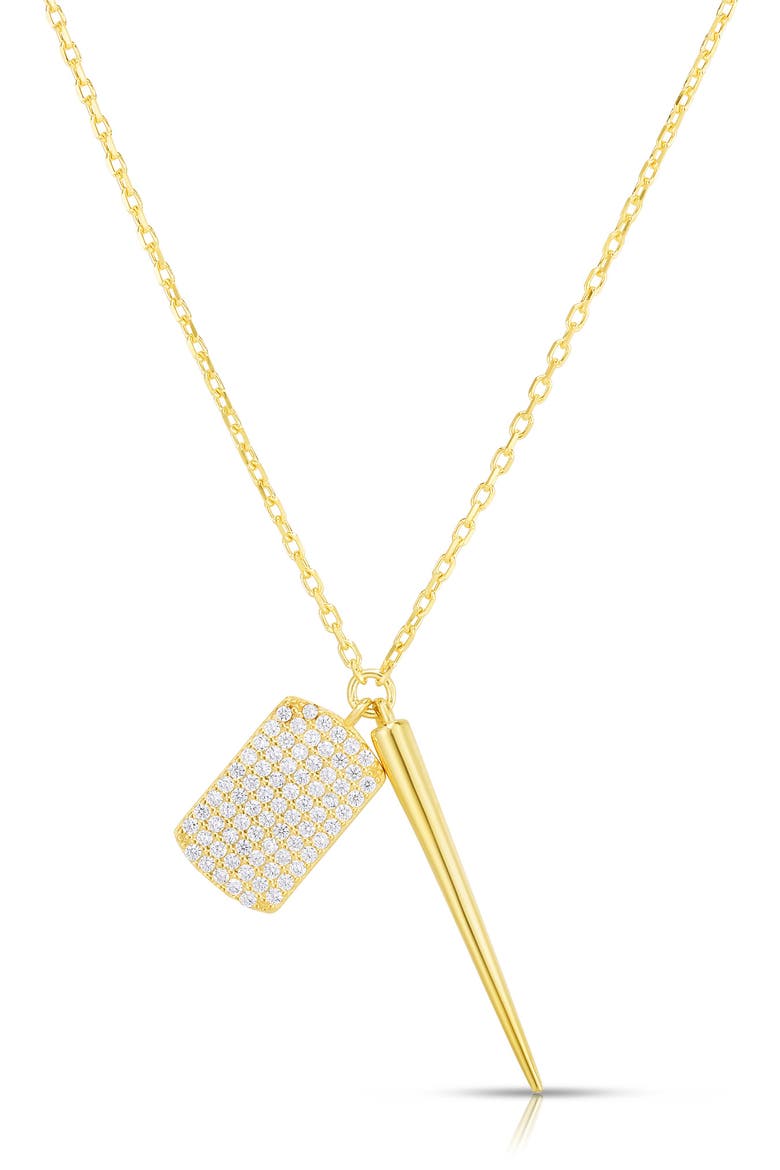 Spike Tag Pendant Necklace, Main, color, GOLD