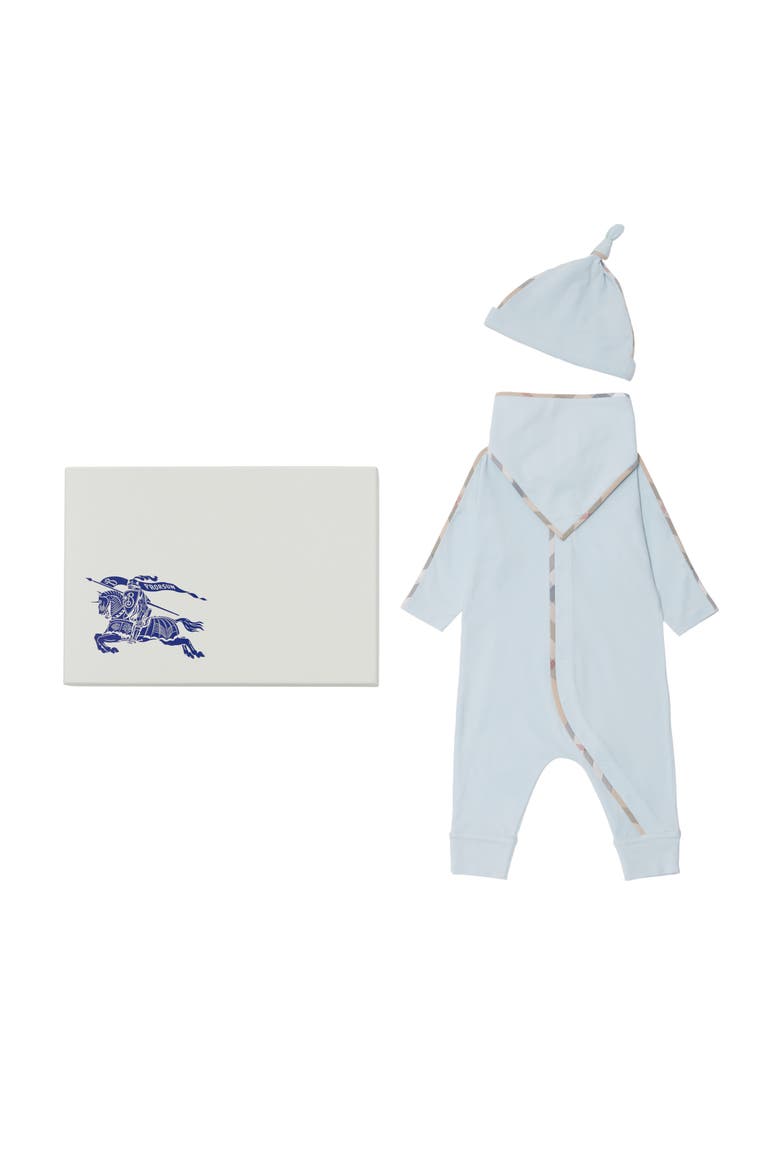 Stretch Cotton Three-piece Baby Gift Set, Main, color, Bright sky blue