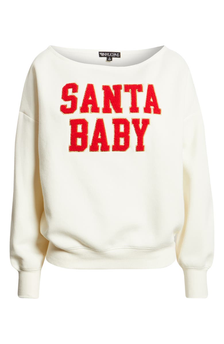 Vinyl Icons Santa Baby Fleece Sweatshirt, Alternate, color, Marshmallow