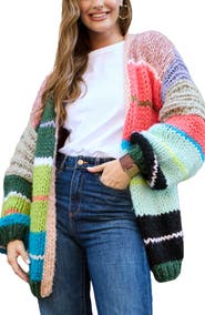 SAACHI Rainbow Chunky Knit Cardigan