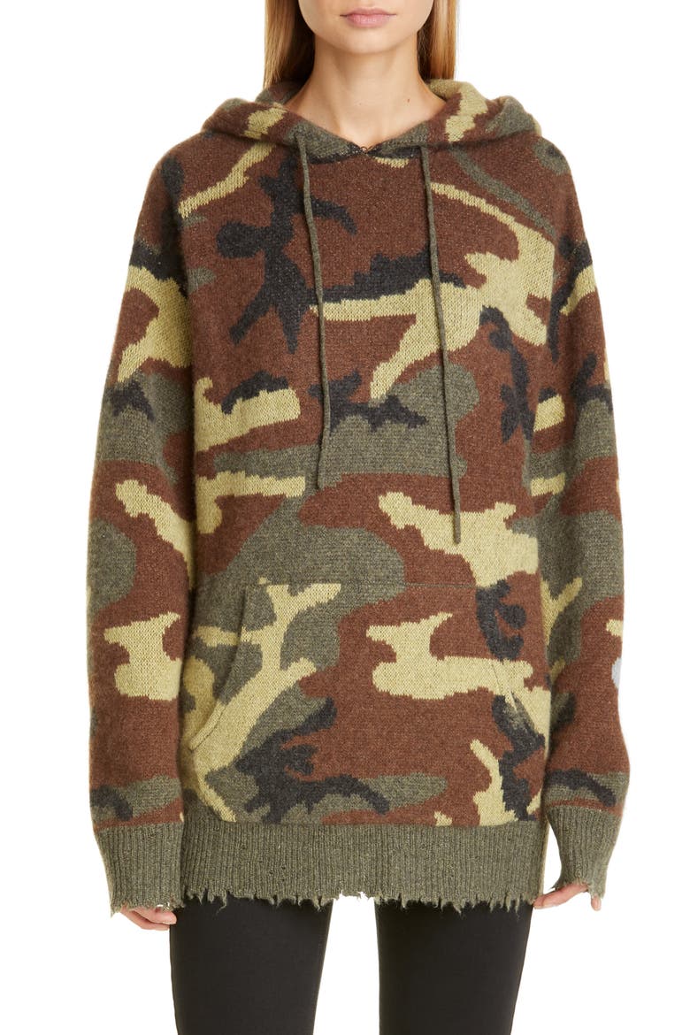 Camo Cashmere Hoodie Sweater, Main, color, CAMO