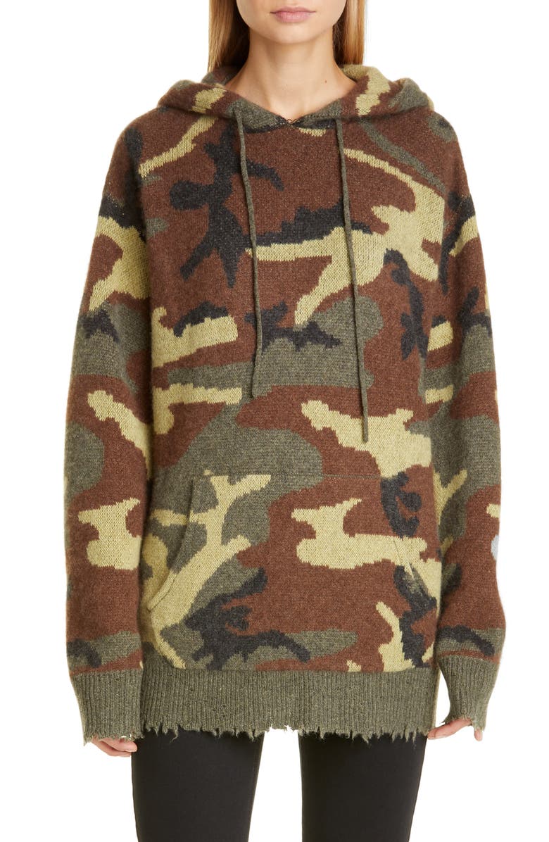 R13 Camo Cashmere Hoodie Sweater, Main, color, 