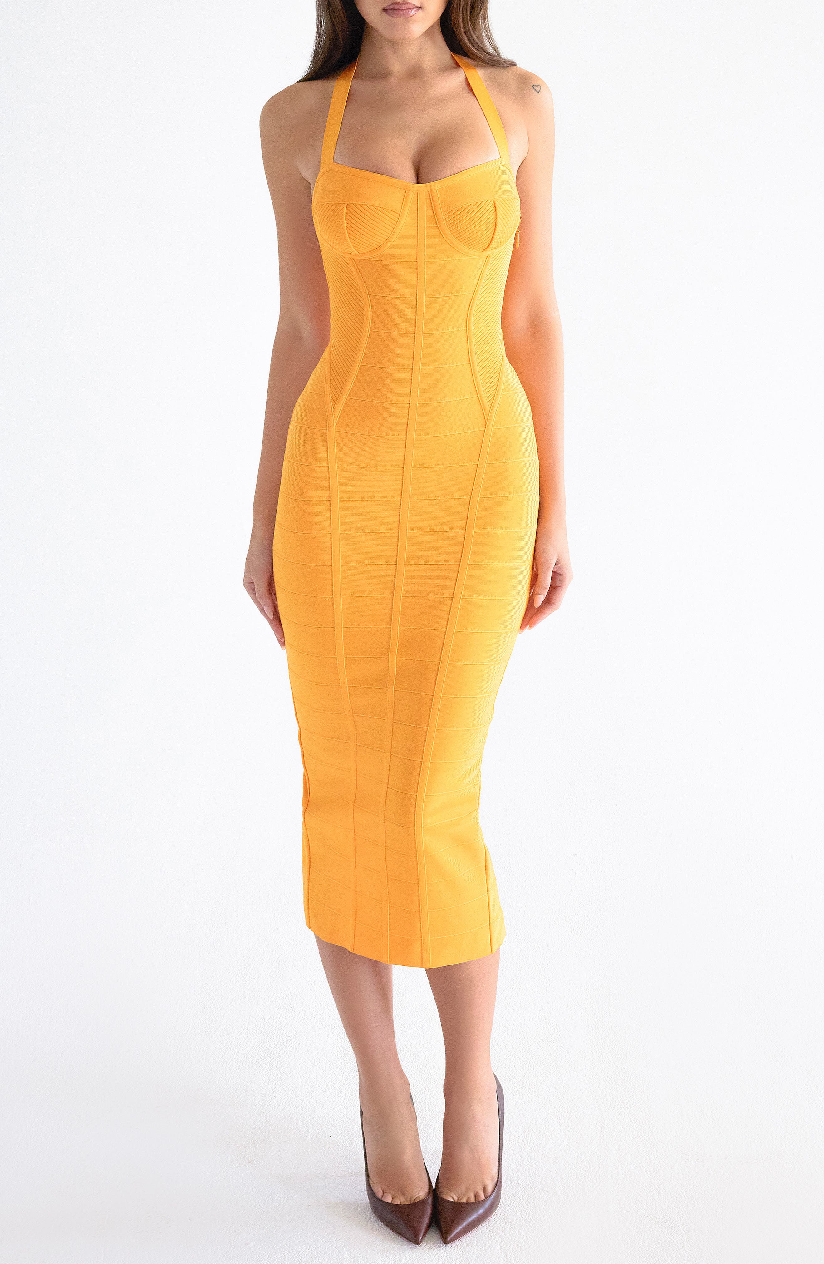 ruched and ready bandage midi dress Padded Sleeveless Bandage Sweetheart, Your Dream Girl Midi Dress in Black, Size M, For GNO/Date Night