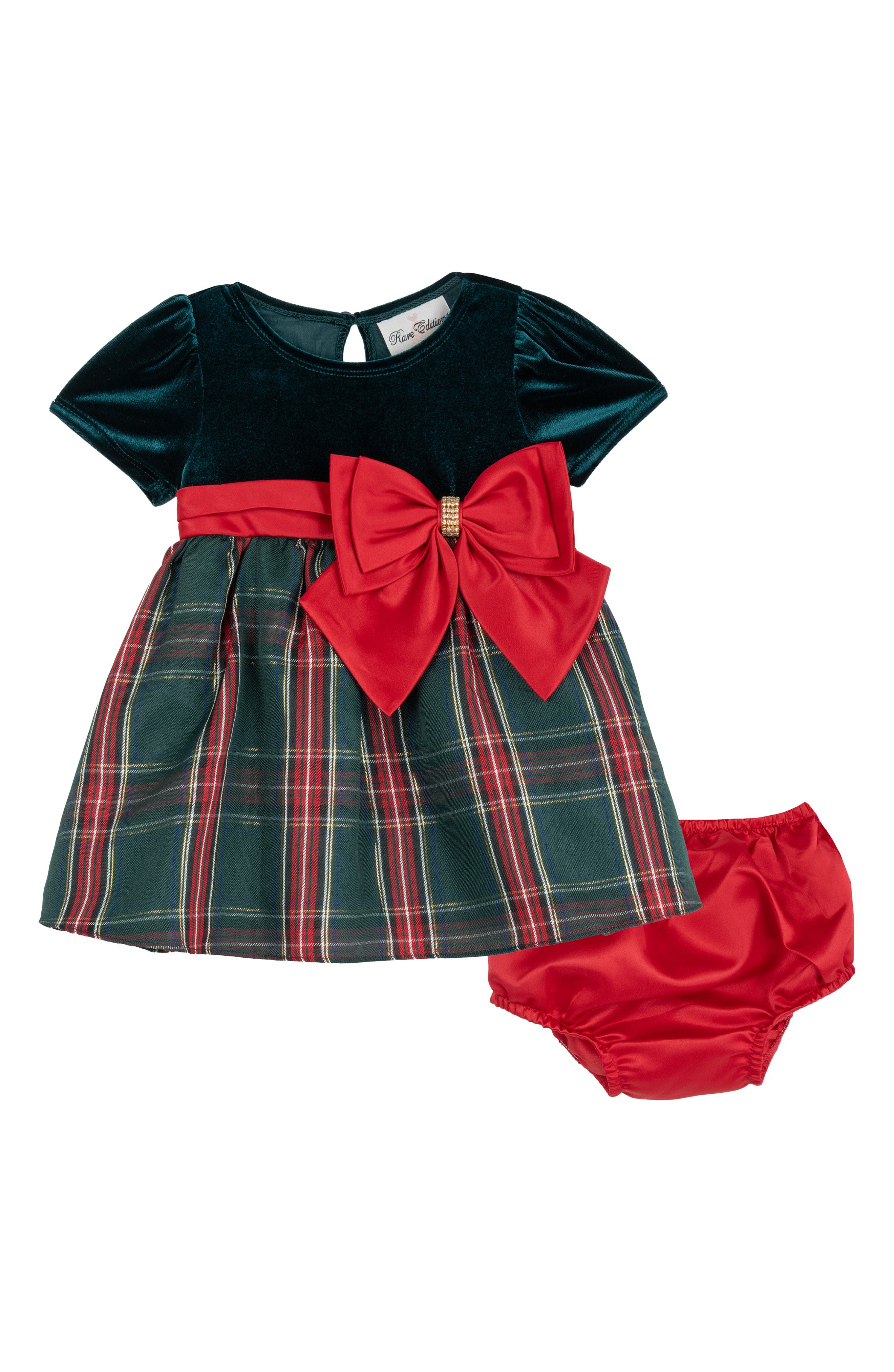 Velvet & Plaid Shirred Dress