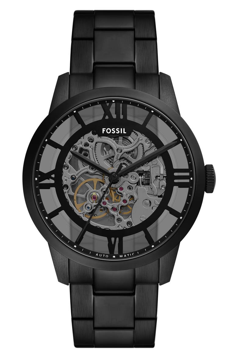 Townsman Automatic Bracelet Watch, 44mm, Main, color, BLACK